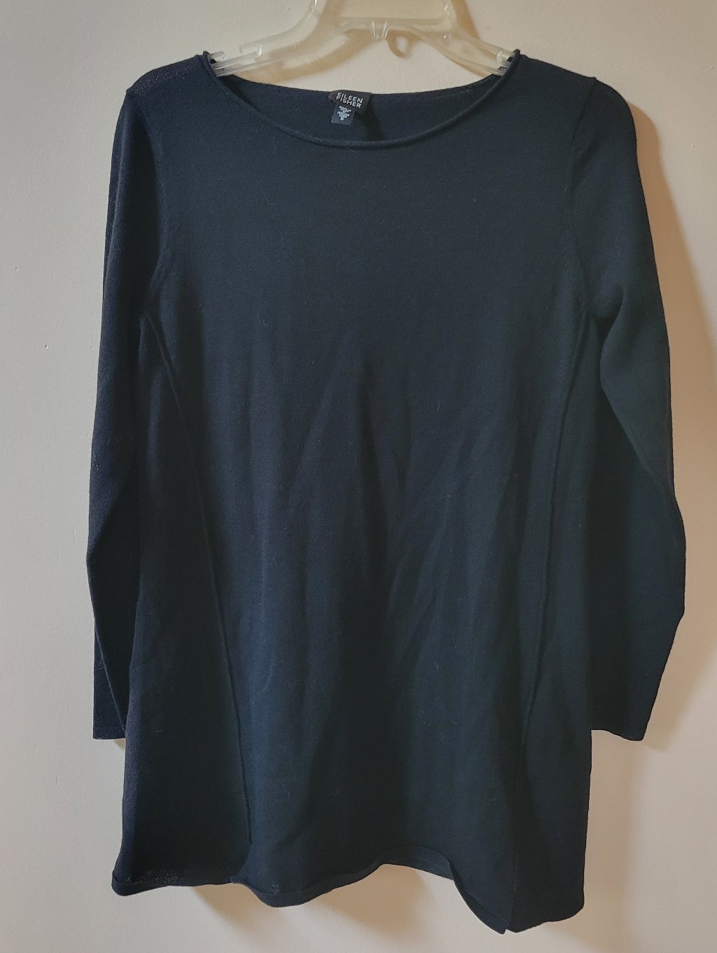 Eileen Fisher Black Wool Long Sleeve Top
